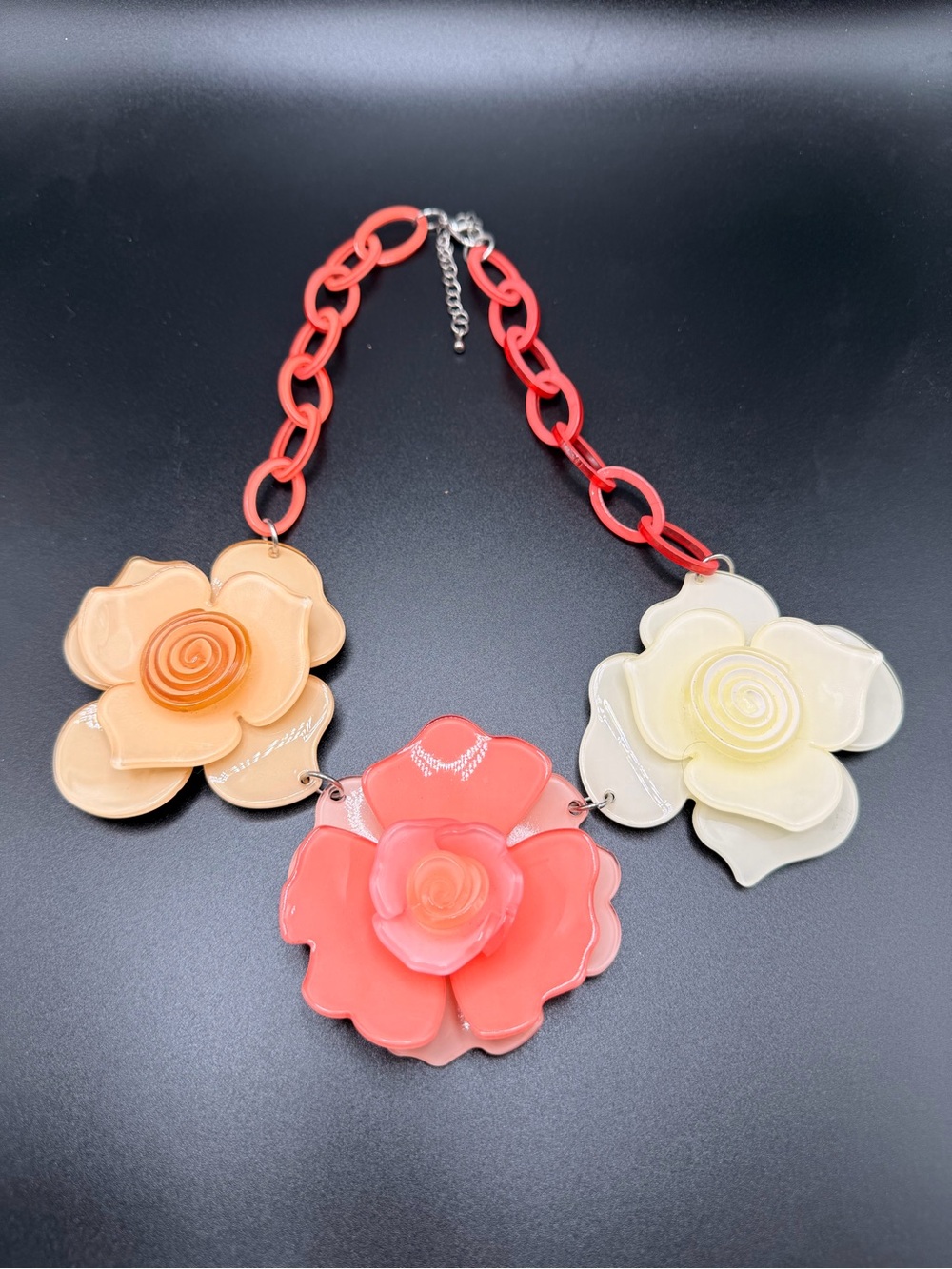 Floral Statement Necklace in Coral, Peach & Cream
